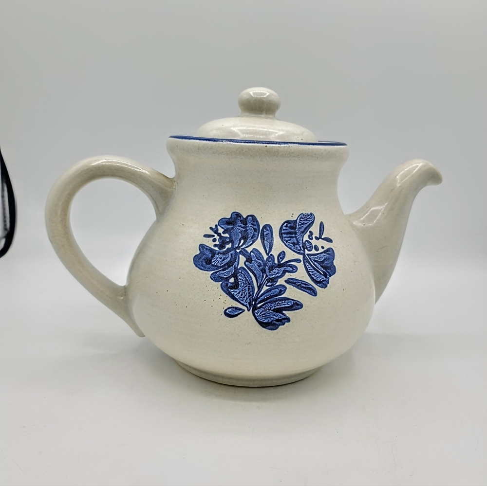 Pfaltzgraff Yorktowne Stoneware Teapot Blue Floral USA Replacement 20oz